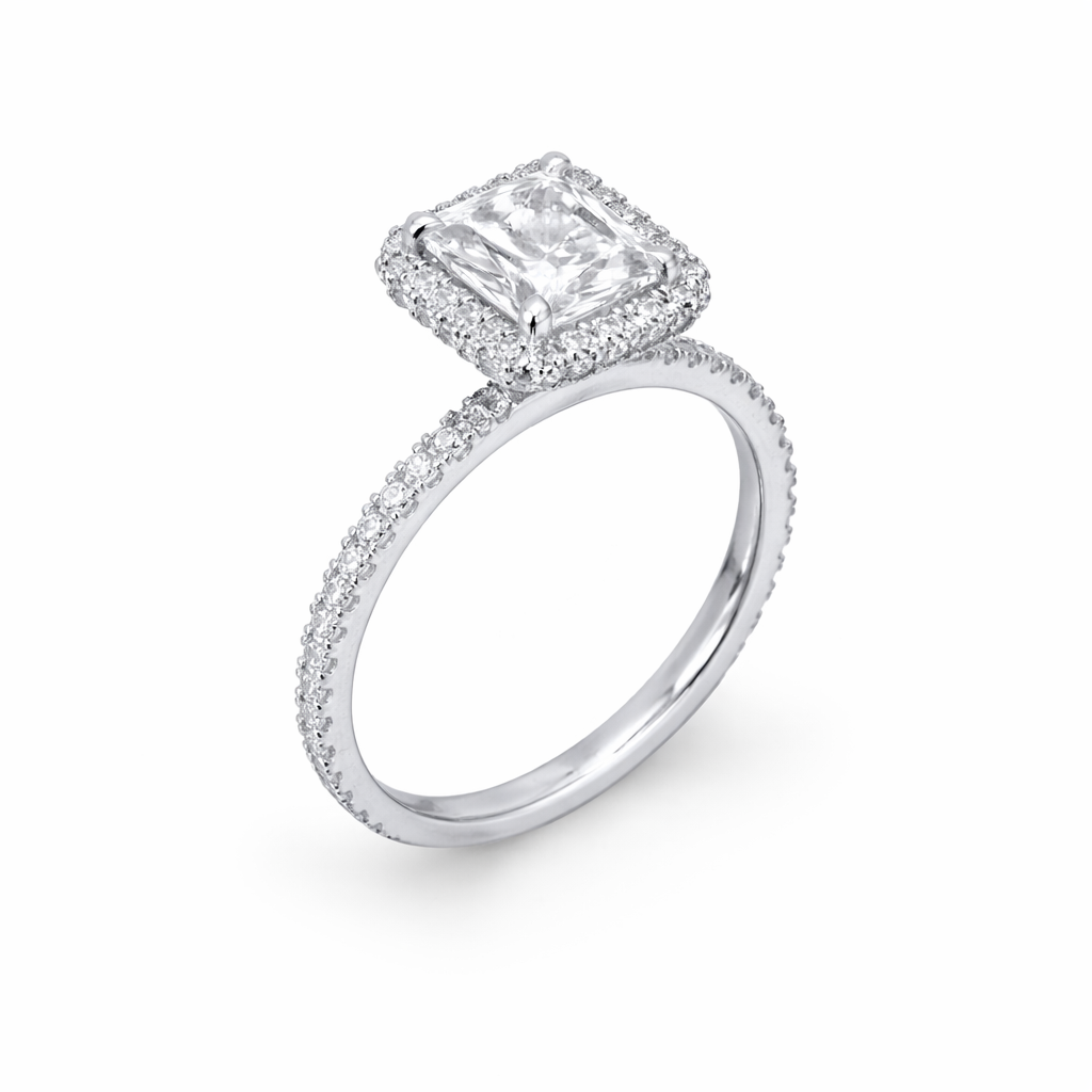 Celeste Radiant Double Halo Engagement Ring