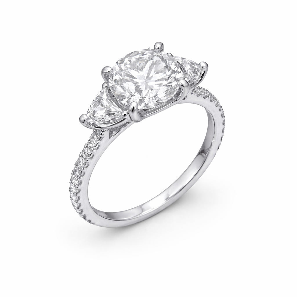 Luna Round Three Stone Engagement Ring