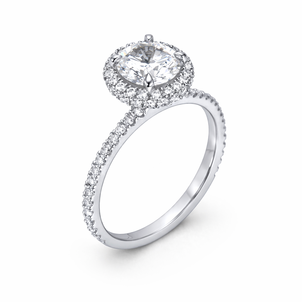Celeste Round Double Halo Ring