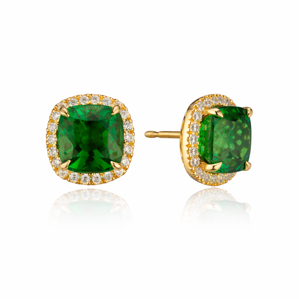 Emerald Nocturne Halo Studs