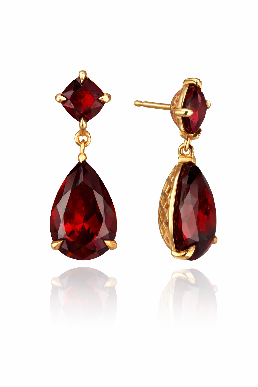 Folia Garnet Drop Earrings