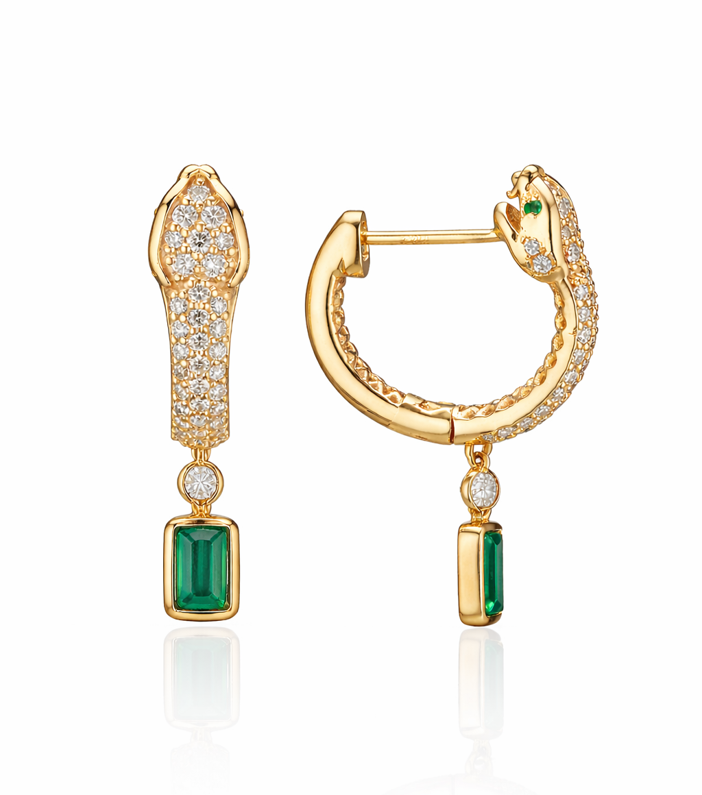Entwine Huggie with Emerald Drop