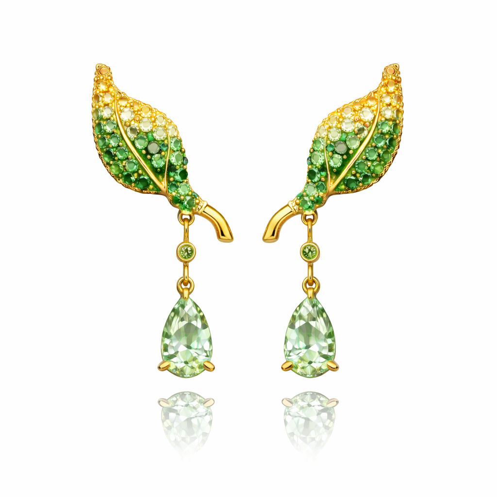 Liana Drop Earrings - Green  & Yellow Gradient Sapphire
