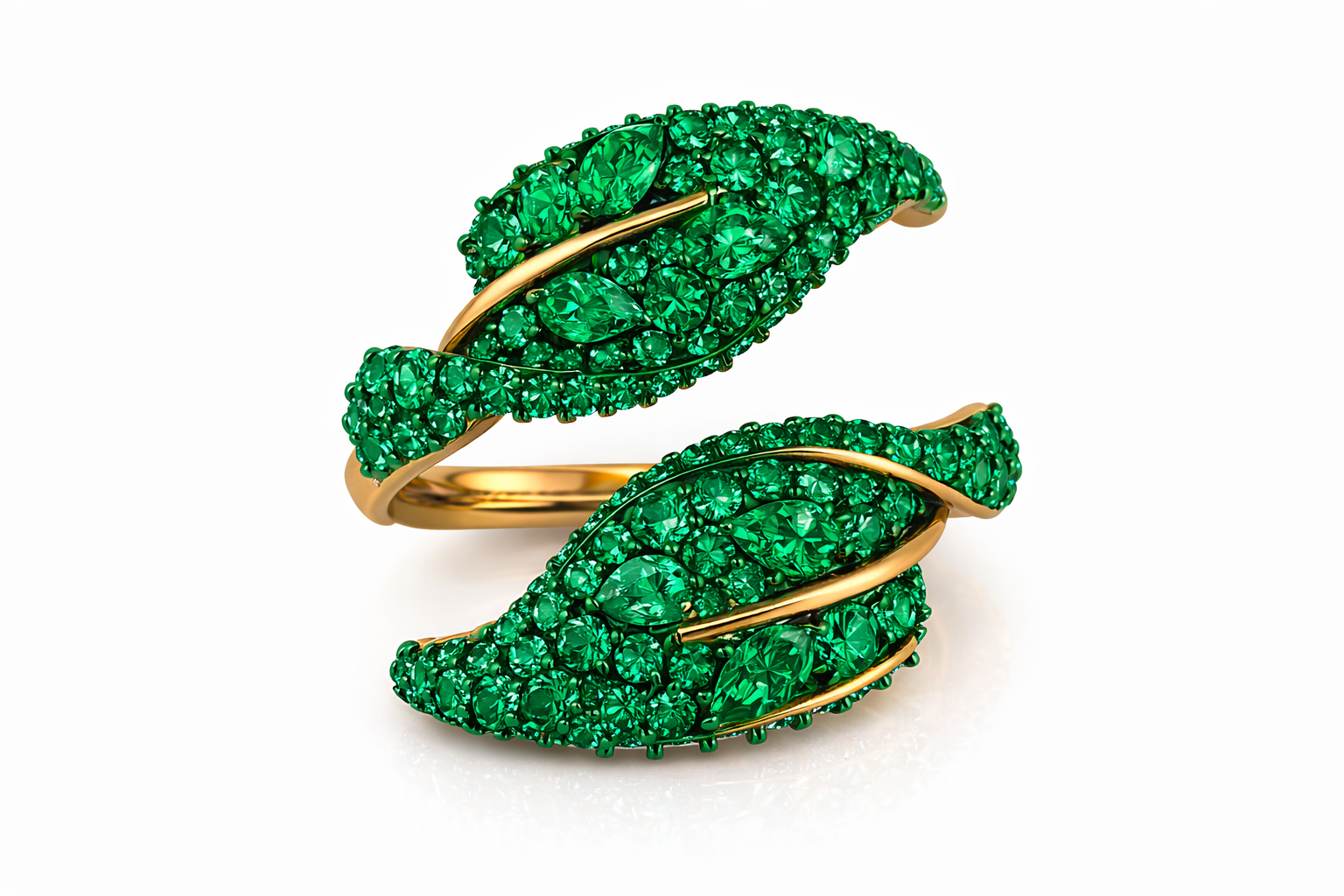Liana Pave Leaf Ring - Nocturne Green