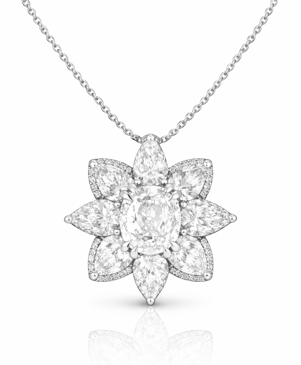 Radiant Bloom Necklace - White Diamond