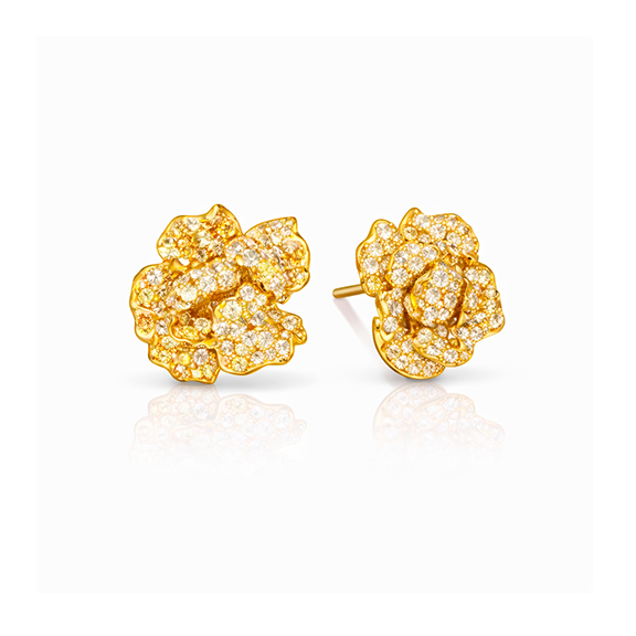 Mini Wild Rose Earrings - Golden Bloom