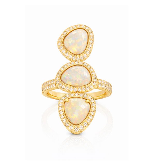 Triple Opal Cascade Ring