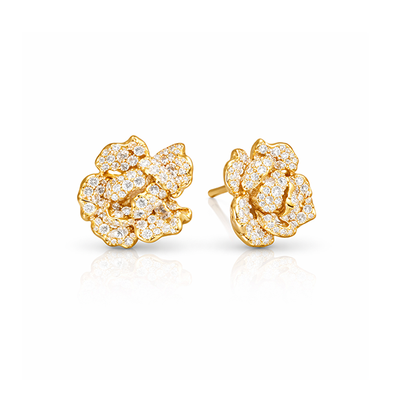 Mini Wild Rose Earrings - Diamond