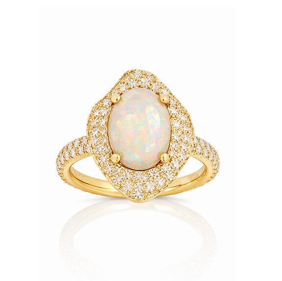 Opal Halo Diamond Ring